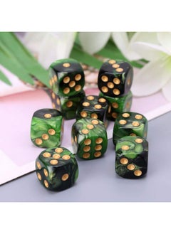 Toyvian 6 Sided Dice Set 25Pcs 16Mm Standard Rounded Translucent Dice Green Black  - Image 4