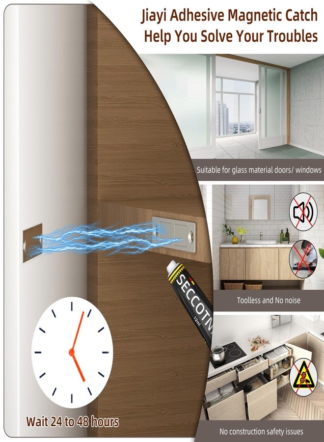 Jiayi Magnets for Cabinet Doors, Self-Adhesive, Pack of 2, Ultra Thin Magnetic Catch Strong Door Closer for Cupboards, Drawer Magnetic Closure for Cupboards, Double Magnets Lock for Furniture, - Image 4