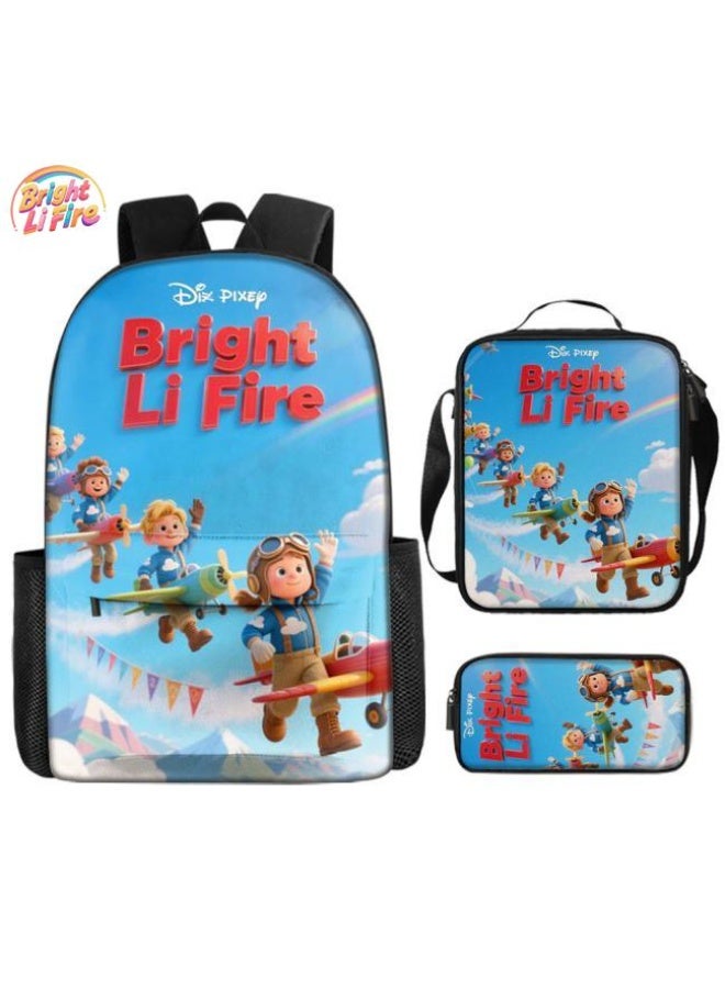 واضح من النار حقيبة كرتونية من ثلاث قطع، يسهل التعامل معها في مناسبات مختلفة (متوفرة للطلاب والأطفال والأصدقاء في النزهايات وتسلق الجبال والتعليم المدرسي وما إلى ذلك) | الكتفين + حقائب اليد + حقائب القرطاسية | موسم العودة إلى المدرسة / هدايا المهرجان - 30 - Image 1