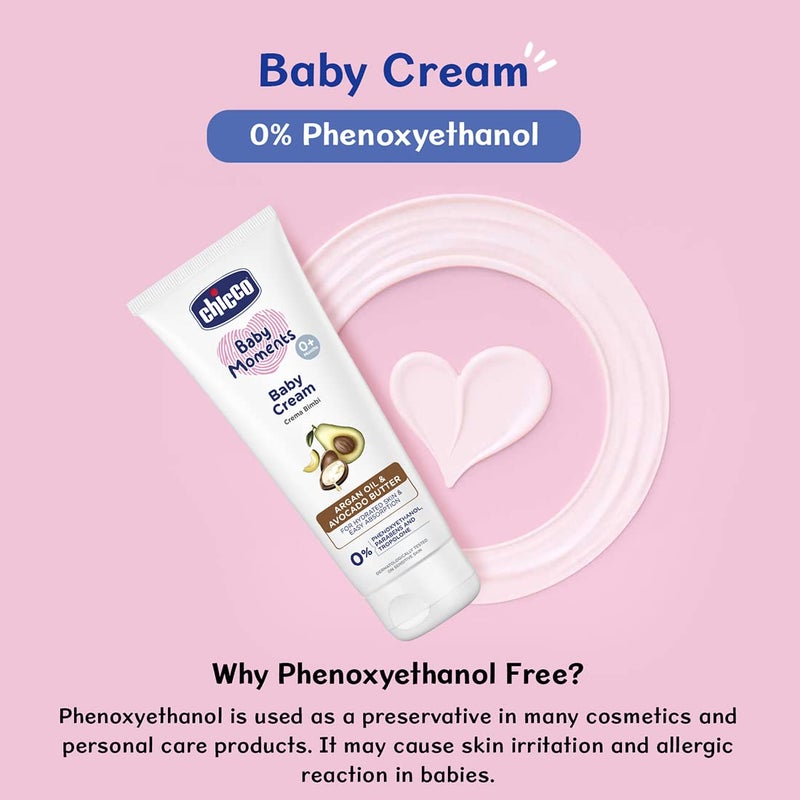 Chicco Baby Moments Baby Cream for Babies with Argan Oil Avocado Butter 200g Natural Ingredients for Hydrated Skin Dermatologically Tested Phenoxyethanol Parabens Lauryl sulphates free - Image 5