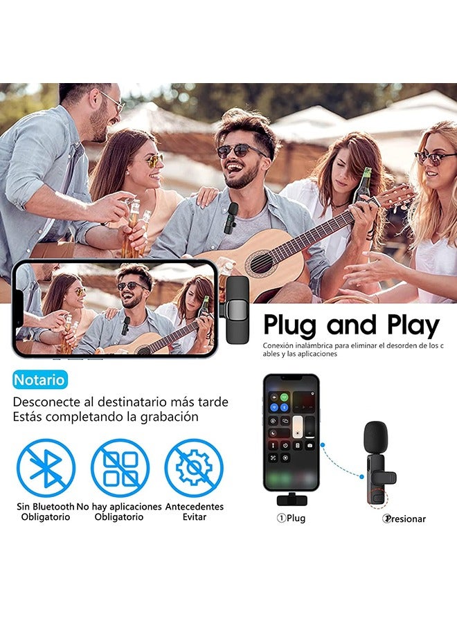 TUNKE Professional Wireless Lavalier Microphone and Clip for Most Mobile Devices and Tablets Lightning  - Image 2