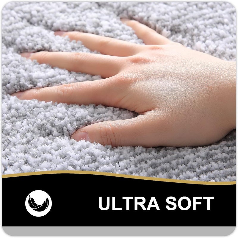 OLANLY Small Bathroom Rugs 24x16, Soft Absorbent Microfiber Bath Rugs, Grey | Non-Slip, Machine Washable, Quick Dry Shaggy Bath Carpet - Image 4