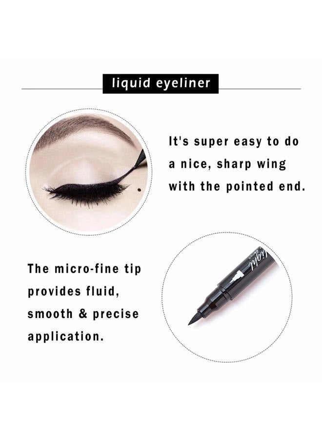 Linble Winged Eyeliner Stamp Set, 4 PCs Dual-ended Eyeliner Pens with Felt Tip & Wing Stamp, Long Lasting and Smudge Proof Eye Makeup for Women - Image 3
