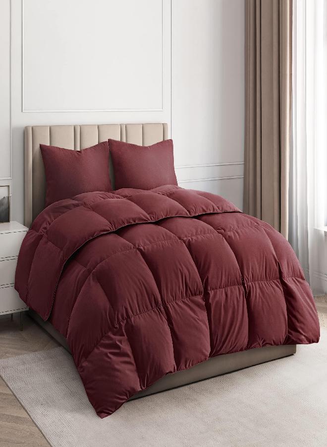 CGK Unlimited CGK Unlimited Comforter Duvet Insert - Warm, Lightweight & Breathable Full Size Down Alternative Set - Hotel Quality Bedding - & Fibers Ideal for Allergies - Lightweight Duvet (Full, Burgundy) - Image 1