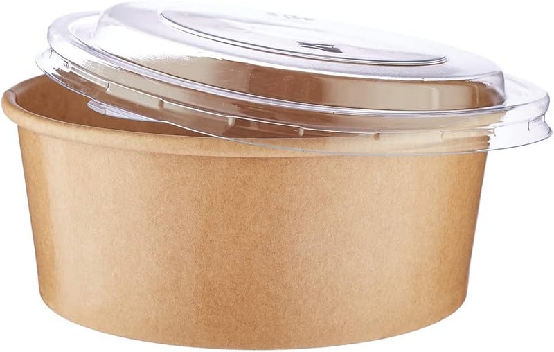 Hotpack Kraft Paper Salad Bowls with Lids 5-Pieces, 26 oz Capacity, Brown - Image 5
