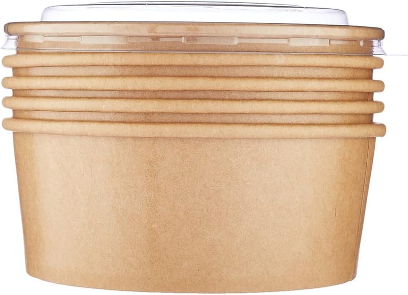 Hotpack Kraft Paper Salad Bowls with Lids 5-Pieces, 26 oz Capacity, Brown - Image 2