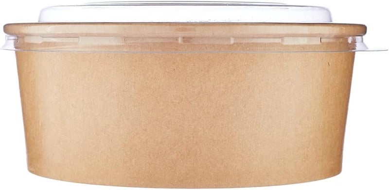 Hotpack Kraft Paper Salad Bowls with Lids 5-Pieces, 26 oz Capacity, Brown - Image 3