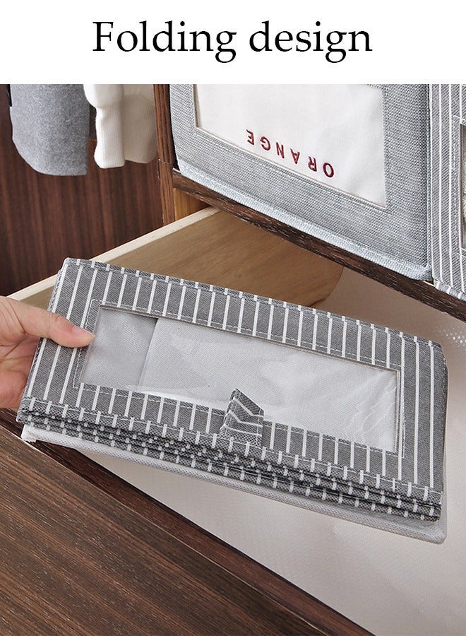 DUNISO 2 Pcs Non Woven Fabric Storage Box, Wardrobe Clothes Organizer, Foldable Closet Organizer Bins For Clothing, Jeans, Toys & Books, Wardrobe Organizer (Light Grey Vertical Stripes) - Image 5
