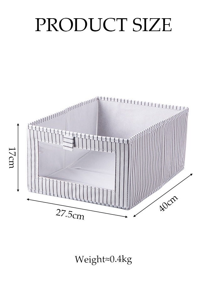 DUNISO 2 Pcs Non Woven Fabric Storage Box, Wardrobe Clothes Organizer, Foldable Closet Organizer Bins For Clothing, Jeans, Toys & Books, Wardrobe Organizer (Light Grey Vertical Stripes) - Image 3
