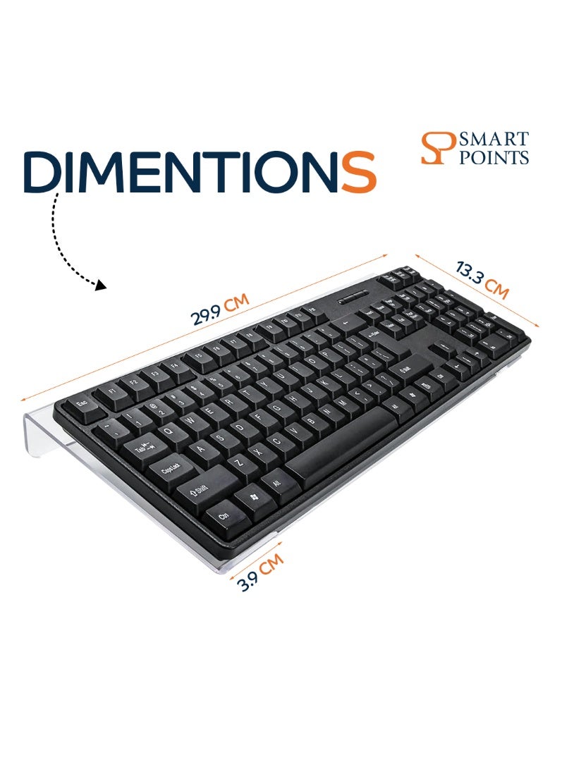 "سمارت بوينتس  " حامل لوحة مفاتيح شفاف من الأكريليك  – منظم مكتبي مريح (29.9 × 13.3 × 3.9 سم) - Image 3
