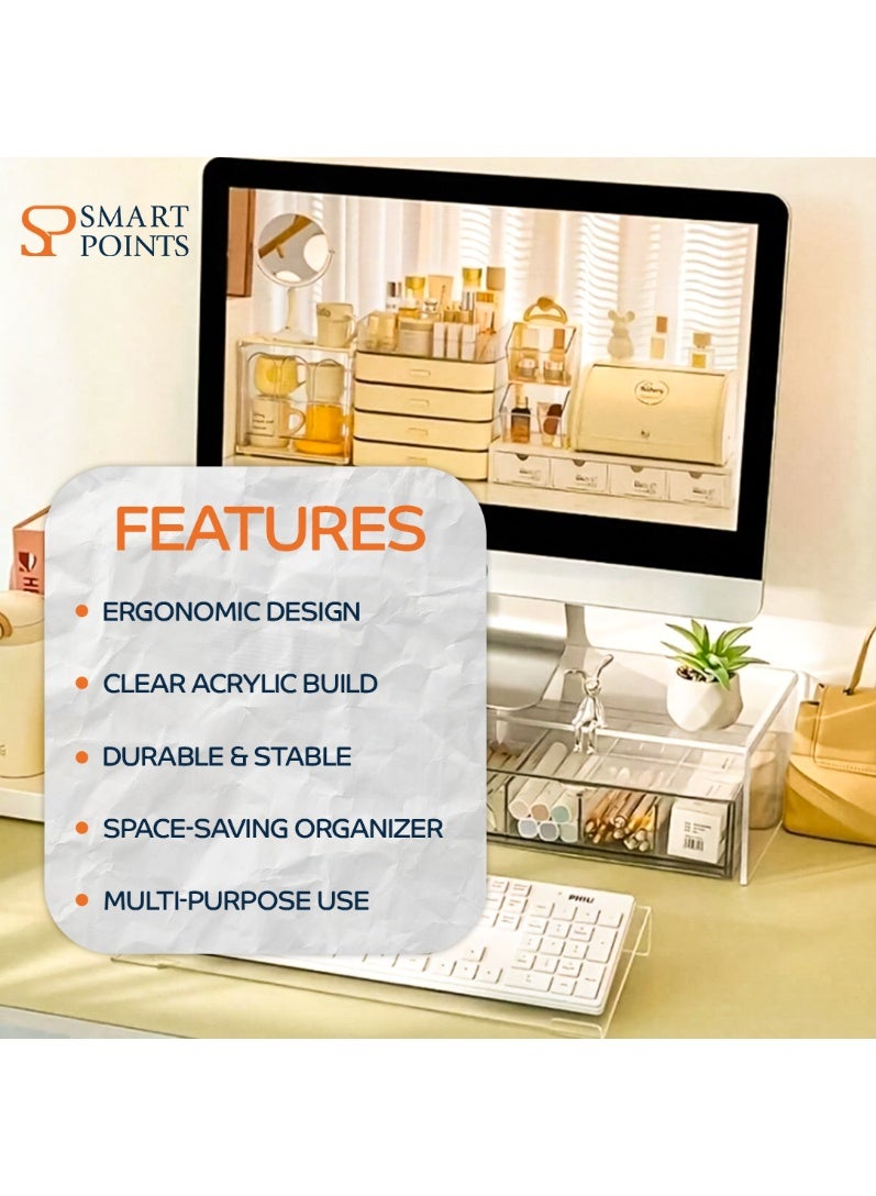 "سمارت بوينتس  " حامل لوحة مفاتيح شفاف من الأكريليك  – منظم مكتبي مريح (29.9 × 13.3 × 3.9 سم) - Image 2