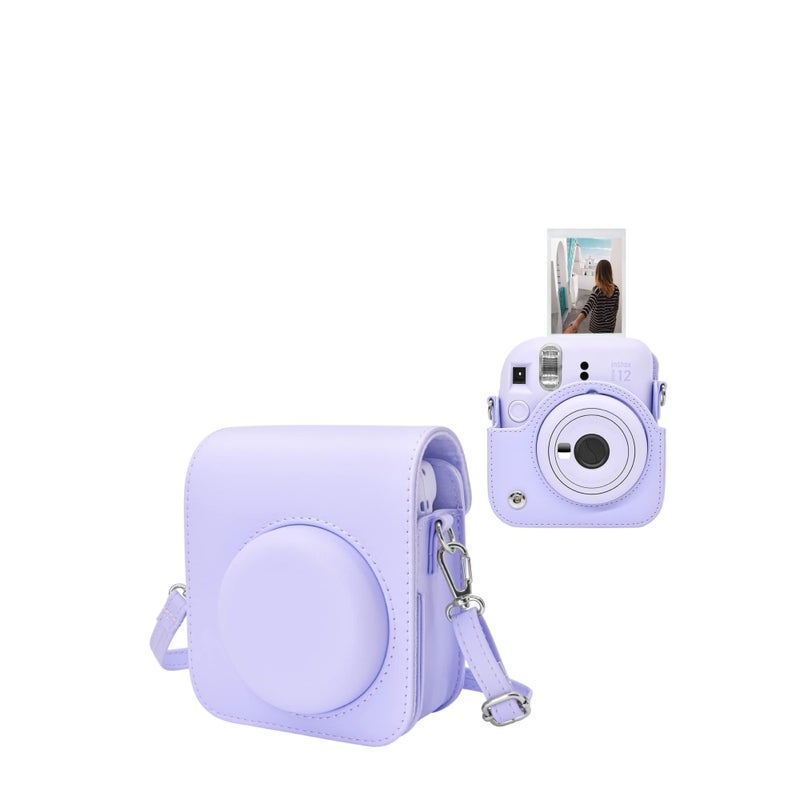 Barakah Case for Fujifilm Fuji Instax Mini 12/Polaroid Mini 12 Instant Camera - PU Leather Protective Case Cover Bag with Adjustable Shoulder Strap - Purple - Image 1