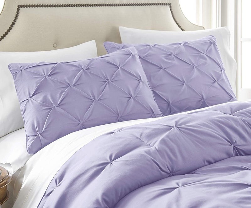 Easy Bedding 300 TC Luxury Pinch Pleated Pillow Cover Set of 2 PC 100 Cotton Pin Tuck Design Pillow Cases Long Staple Hotel Quality Bed Pillow CoverLavender SolidKing Size 16 x 24 - Image 1