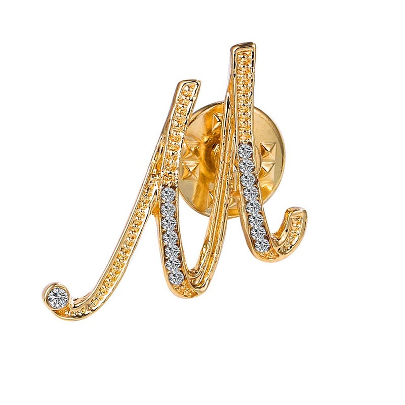 ETHOON Initial Letter Brooch Pin Small Lapel Pin Tie Tack Name Personalized Gifts for Women Men Gold M - Image 1