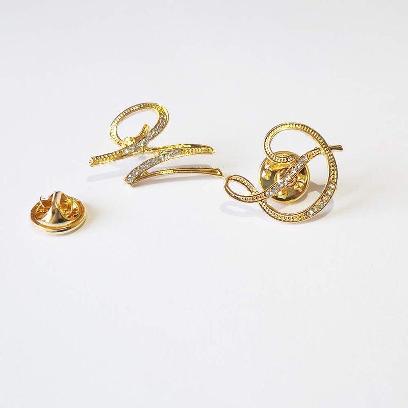 ETHOON Initial Letter Brooch Pin Small Lapel Pin Tie Tack Name Personalized Gifts for Women Men Gold M - Image 4