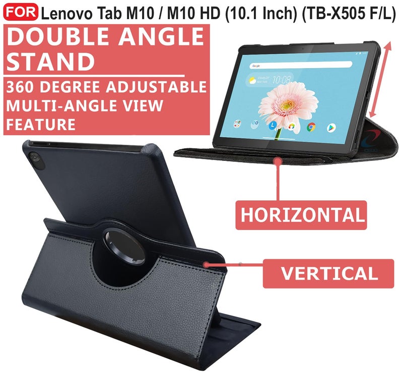 CEDO Lenovo Tab M10 / M10 HD (10.1 inch) Flip Cover | Leather Finish | 360 Degree Rotate Back Cover | Shockproof Back Cover Case for Lenovo Tab M10 / M10 HD (10.1 inch) TB-X505F/ L (Black) - Image 2