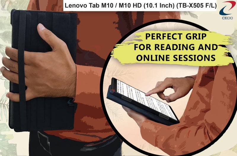 CEDO Lenovo Tab M10 / M10 HD (10.1 inch) Flip Cover | Leather Finish | 360 Degree Rotate Back Cover | Shockproof Back Cover Case for Lenovo Tab M10 / M10 HD (10.1 inch) TB-X505F/ L (Black) - Image 5