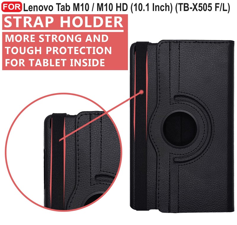CEDO Lenovo Tab M10 / M10 HD (10.1 inch) Flip Cover | Leather Finish | 360 Degree Rotate Back Cover | Shockproof Back Cover Case for Lenovo Tab M10 / M10 HD (10.1 inch) TB-X505F/ L (Black) - Image 3