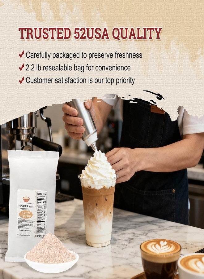 52USA Thai Tea Flavored Powdered Drink Mix, Thai Tee Mix 2.2 lbs, Instant Milk Tea Mix with Creamer & Sugar, Easy to Prepare for Boba, Desserts & More - Image 5