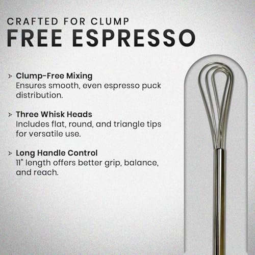 Rattleware 10.25" Long-Handle Silver Espresso Whisk - Perfect Coffee Distribution, Stainless-Steel Triangular Design, Ideal for Commercial & Home Use - Image 2