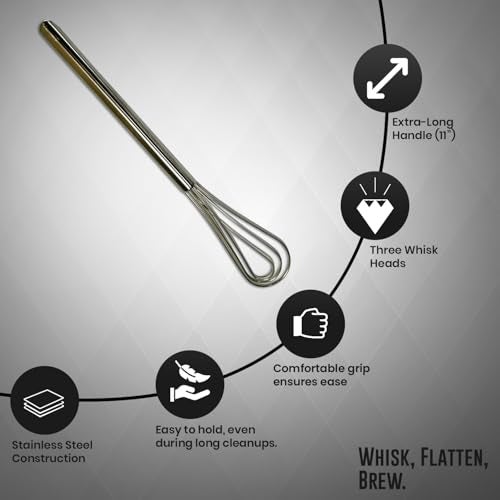 Rattleware 10.25" Long-Handle Silver Espresso Whisk - Perfect Coffee Distribution, Stainless-Steel Triangular Design, Ideal for Commercial & Home Use - Image 4