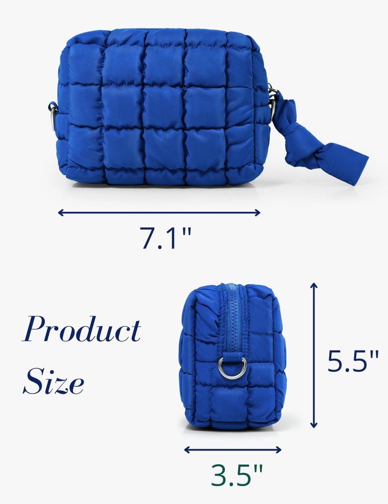Yarnic Quilted Makeup Bag Cosmetic Bag, Travel Toiletry Bag for Women, Cute Makeup Bag Organizer Puffer Makeup Pouch (S, Royal Blue) - Image 5