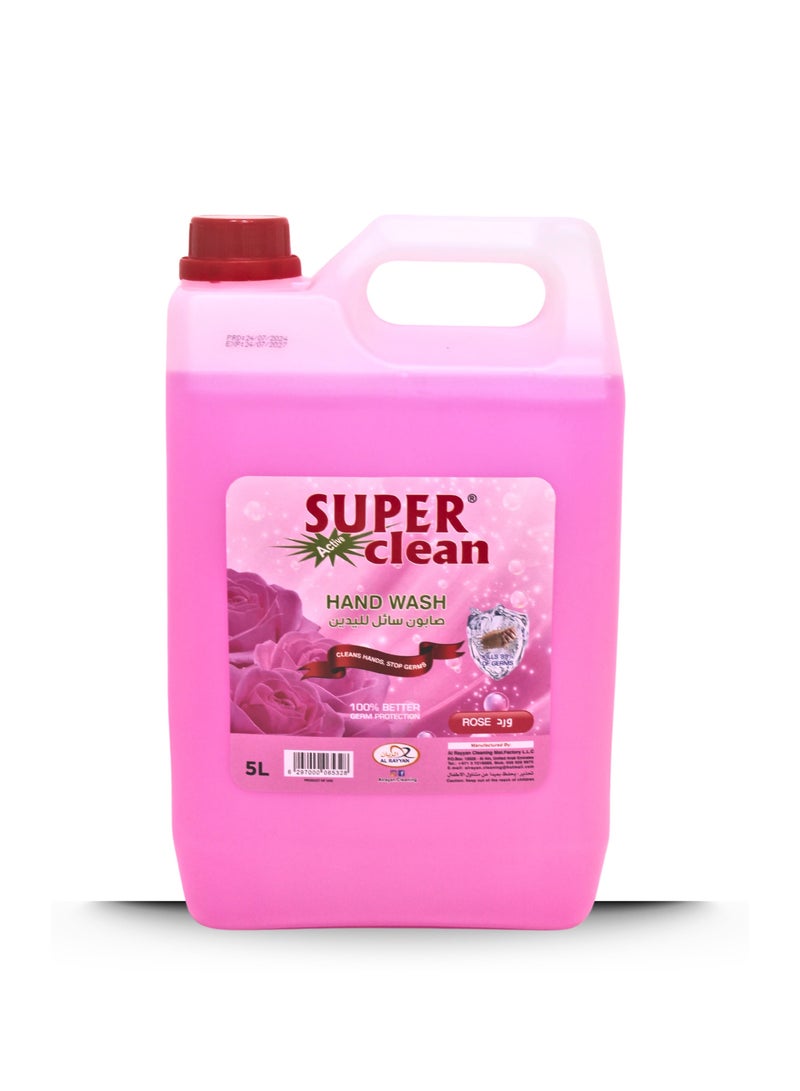 سوبر كلين غسول يدين بالورد 5 لتر | غسول يدين لطيف ومنعش للحماية والنظافة اليومية - Image 1
