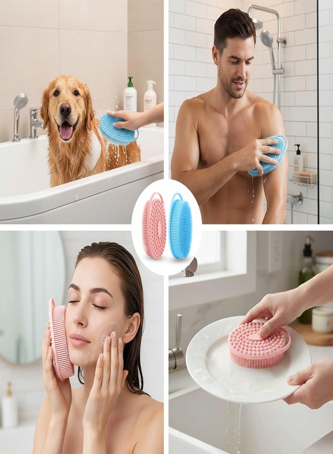 tuzuxcux Silicone Body Scrubber 2 Pcs Silicone Loofah Exfoliating Body Scrubber for Men Women Soft Silicones Shower Scrubbers Double Sided Silicones Bath Bodys Brush for All Skin Lather Well, Blue and Pink - Image 5