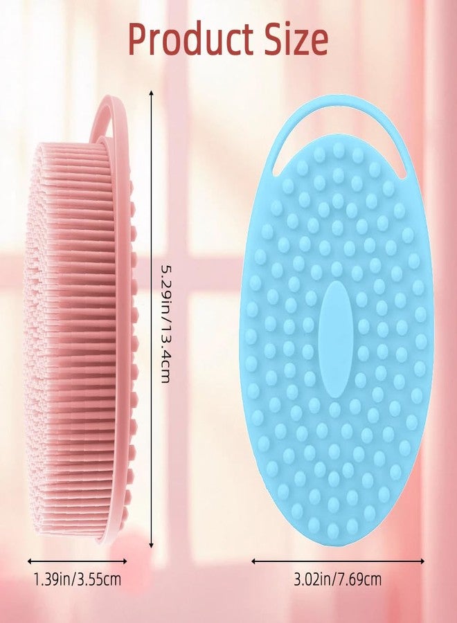 tuzuxcux Silicone Body Scrubber 2 Pcs Silicone Loofah Exfoliating Body Scrubber for Men Women Soft Silicones Shower Scrubbers Double Sided Silicones Bath Bodys Brush for All Skin Lather Well, Blue and Pink - Image 3