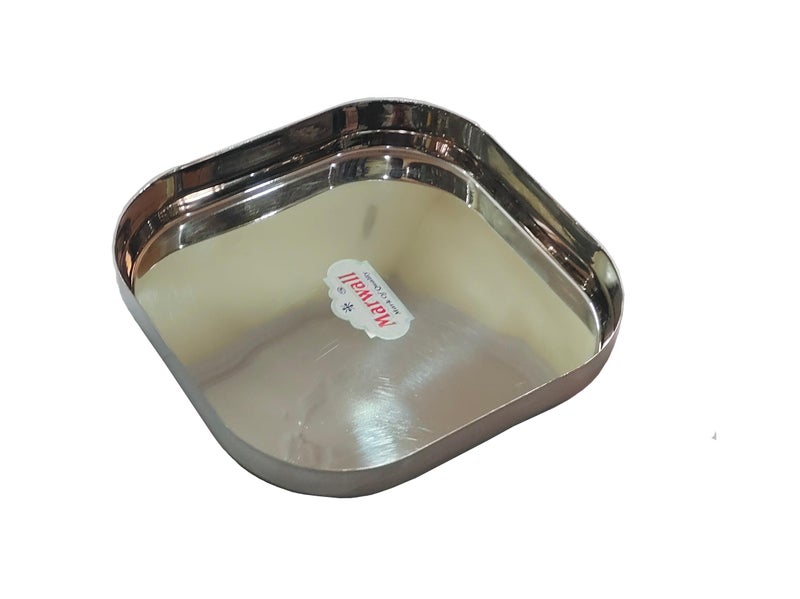 MARWALL Stainless Steel Square Thali/Khumcha/Plates (29 CMX 29 CM) - Image 4