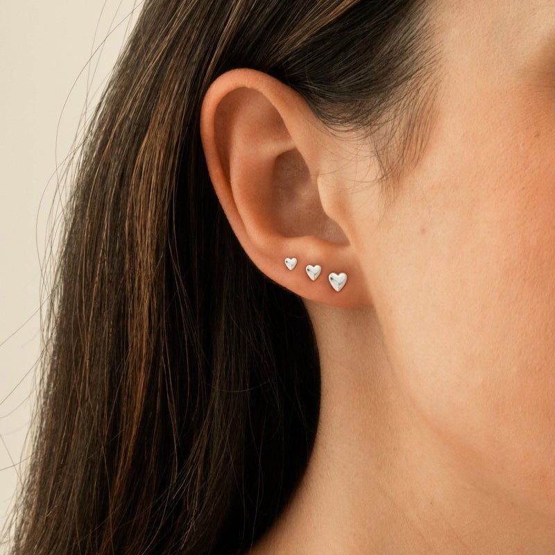 VRIUA Hypoallergenic Flat Back Earrings for Women - 14K Silver Plated Small Heart Flat Back Stud Earrings Cartilage Helix Piercing Jewelry - Image 5