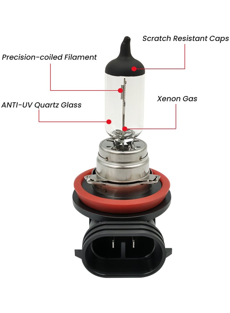 FEEMA H11 Halogen Headlight Bulb 12V 55W 2PCS Premium Quartz Glass Car Head Lamp Bulbs Super Bright White Light Automotive Front Fog Light Replacement Bulb Long Life Xenon Gas Beam Lamp for Cars SUVs Trucks Waterproof Made in Korea - Image 3