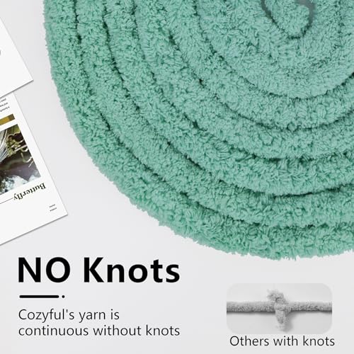 Cozyful Chunky Yarn for Hand Knitting - #10 Chunky Chenille Yarn, Jumbo Big Thick Chunky Yarns for Crocheting, Super Bulky Chunky Knit Blanket Yarns, 8 Skein (22yds 8oz Each Skein), Misty Jungle Green - Image 4