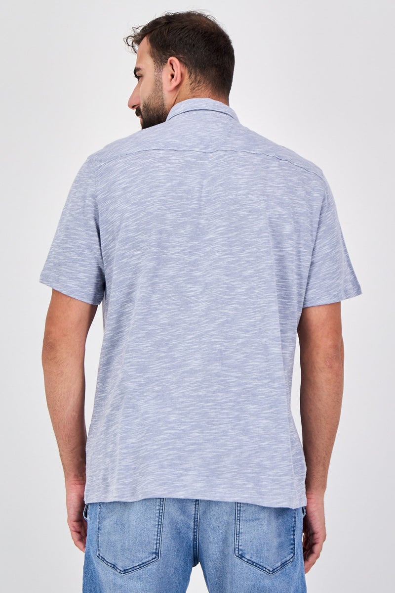 Celio Men Regular Fit Heather Short Sleeve Casual Shirt, Grey - Image 3