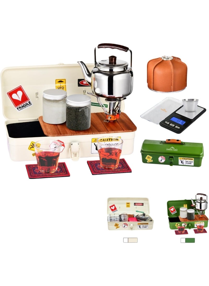 عائلة التخييم مواصفات عزبة الشاي طقم صندوق اخضر اسم المنتج: عزبة الشاي طقم صندوق 4048312 اللون الأخضر. - Image 3