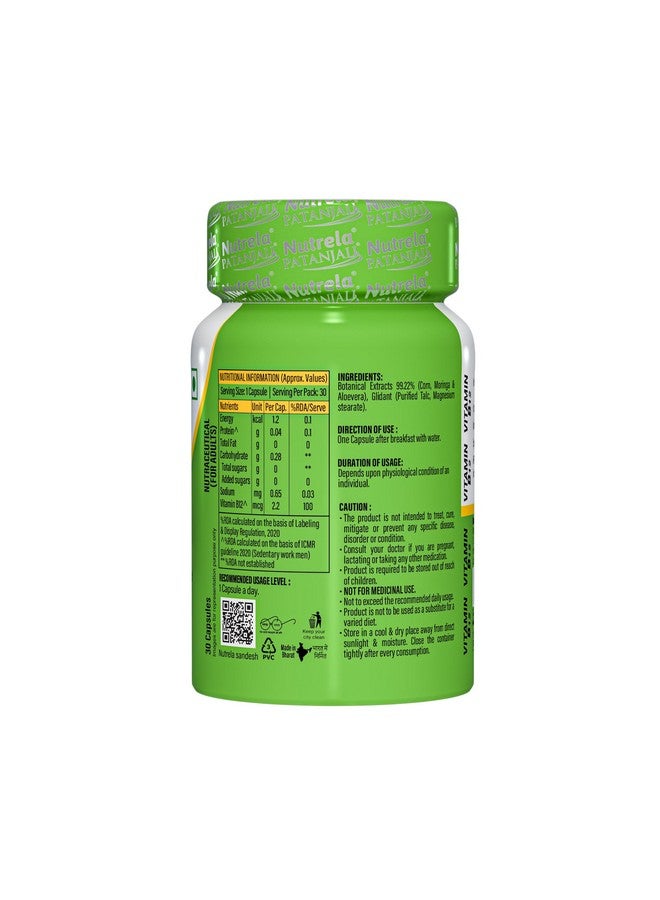 Nutrela Vitamin B12 Biofermented Plant Based Supplement for Men & Women with Moringa and Aloevera Extract - 30 Veg Capsules - Image 4