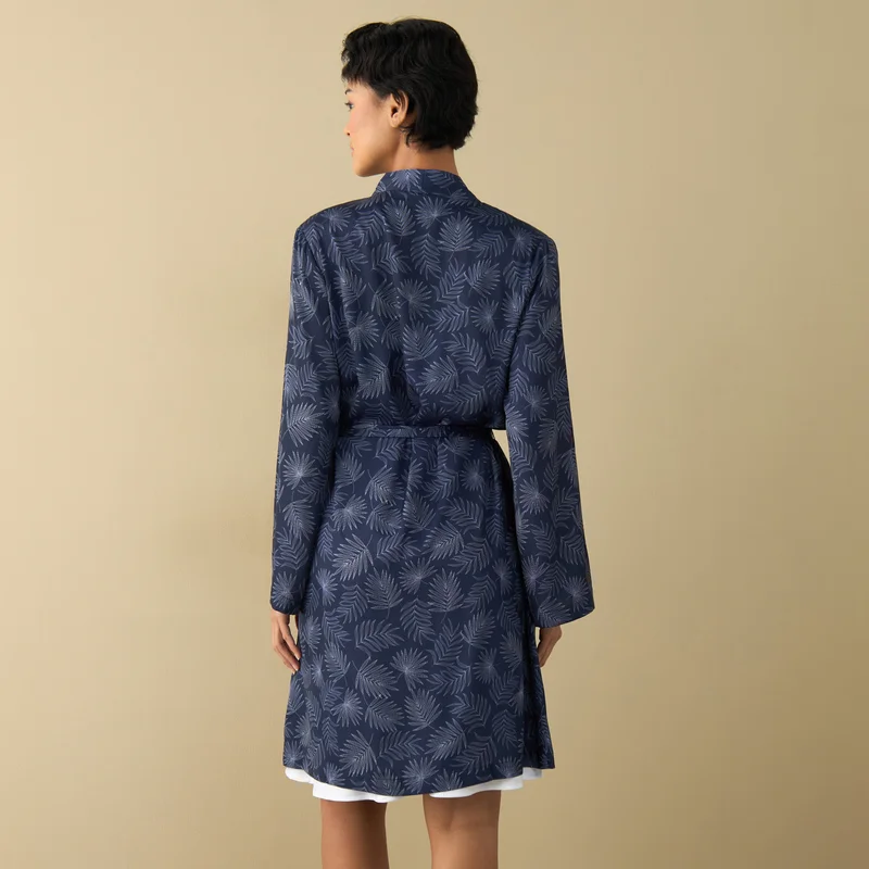 Splash FAV Solid Slip Dress with All-Over Print Night Robe