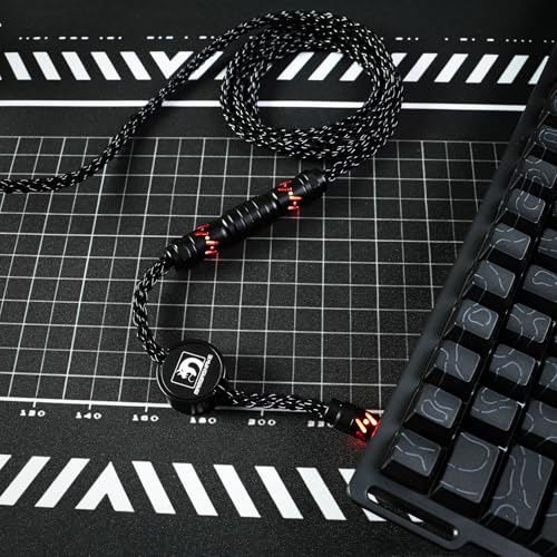 MAMBASNAKE C07 Custom USB C Keyboard Cable with RGB Lighting for 8KHz Magnetic Keyboard, Single Crystal Copper Braided Charging Cable USB A to Type C, 5-Pin CNC Aviation Connector,Black - Image 4