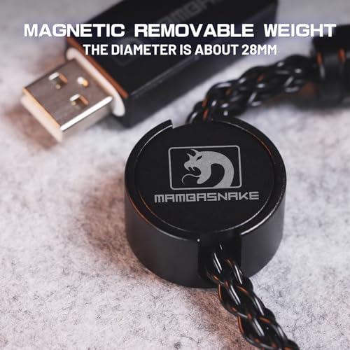MAMBASNAKE C07 Custom USB C Keyboard Cable with RGB Lighting for 8KHz Magnetic Keyboard, Single Crystal Copper Braided Charging Cable USB A to Type C, 5-Pin CNC Aviation Connector,Black - Image 2
