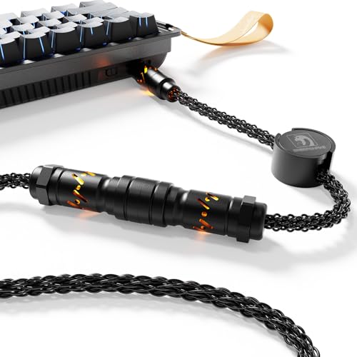 MAMBASNAKE C07 Custom USB C Keyboard Cable with RGB Lighting for 8KHz Magnetic Keyboard, Single Crystal Copper Braided Charging Cable USB A to Type C, 5-Pin CNC Aviation Connector,Black - Image 1