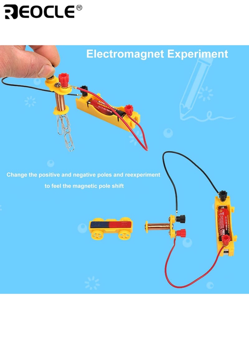 REOCLE Science Electromagnet Kit for Kids Electricity and Magnetism Experiment Kit Educational Science Experiment Magnet Set Includes Magnet Compass Circuit ect Fun Learning for Home School Ideal for Kids - Image 3