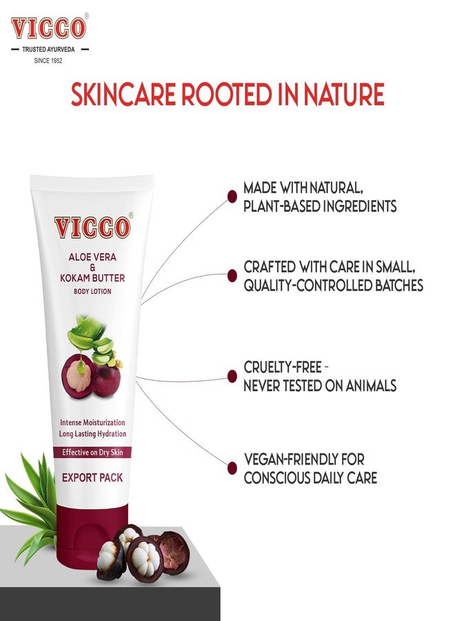 Vicco Aloe Vera and Mangosteen (kokum butter Lotion for Body, Hands & Face, Soft-Absorbing Texture, 6.76 Fl Oz (Pack of 3 - Image 4