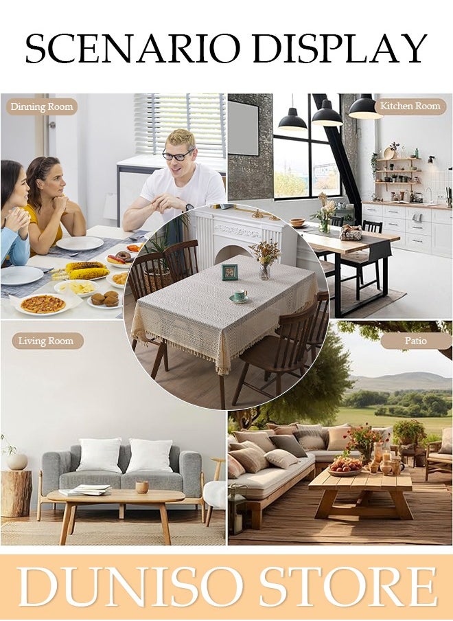 DUNISO Rectangle Tablecloth 145x180cm, American Vintage Table Cloth Boho Style, Table Cloth Washable Spill Proof Wrinkle Resistant Table Cover For Kitchen Parties Tabletop Outdoor Picnic  - Image 2