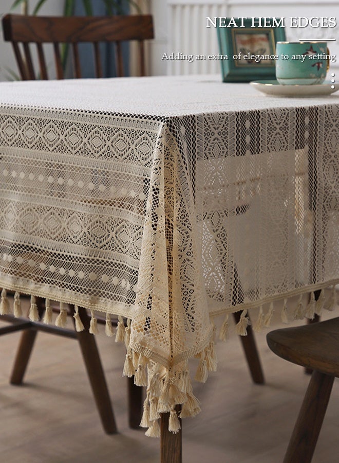 DUNISO Rectangle Tablecloth 145x180cm, American Vintage Table Cloth Boho Style, Table Cloth Washable Spill Proof Wrinkle Resistant Table Cover For Kitchen Parties Tabletop Outdoor Picnic - Image 3