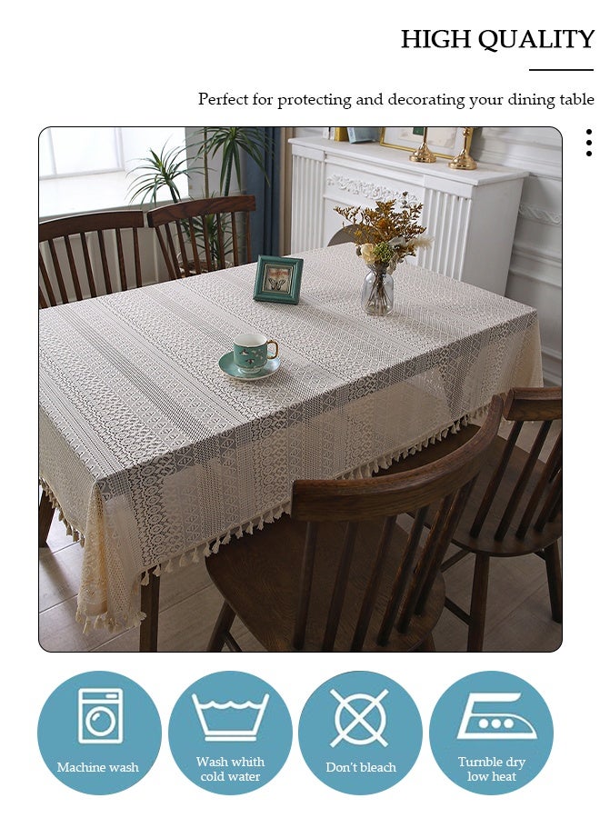 DUNISO Rectangle Tablecloth 145x180cm, American Vintage Table Cloth Boho Style, Table Cloth Washable Spill Proof Wrinkle Resistant Table Cover For Kitchen Parties Tabletop Outdoor Picnic - Image 5