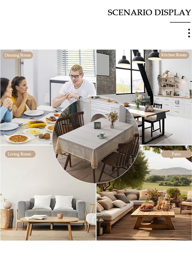 DUNISO Rectangle Tablecloth 145x180cm, American Vintage Table Cloth Boho Style, Table Cloth Washable Spill Proof Wrinkle Resistant Table Cover For Kitchen Parties Tabletop Outdoor Picnic - Image 2