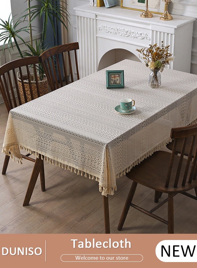 DUNISO Rectangle Tablecloth 145x180cm, American Vintage Table Cloth Boho Style, Table Cloth Washable Spill Proof Wrinkle Resistant Table Cover For Kitchen Parties Tabletop Outdoor Picnic - Image 1