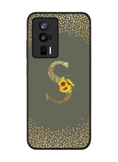 Stylizedd Rugged Black edge case for Xiaomi Poco F5 Pro 5G / Xiaomi Redmi K60 / Xiaomi Redmi K60 Pro Slim fit Flexible Rubber Edges Anti Drop TPU Cover - Monogram Letter Floral Pattern - S (Olive Green)  - Image 1