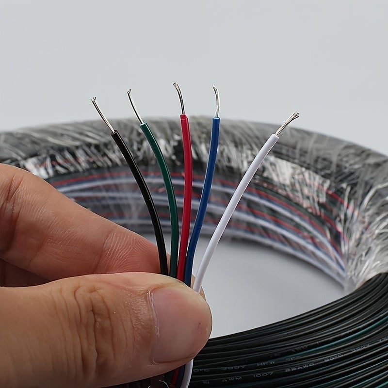 1pc 393.7 Inch 5pin Extension Wire Cable 24AWG LED Connector For WS2812 WS2811 RGB RGBW RGB CCT 5050 3528 LED Strip - Image 2