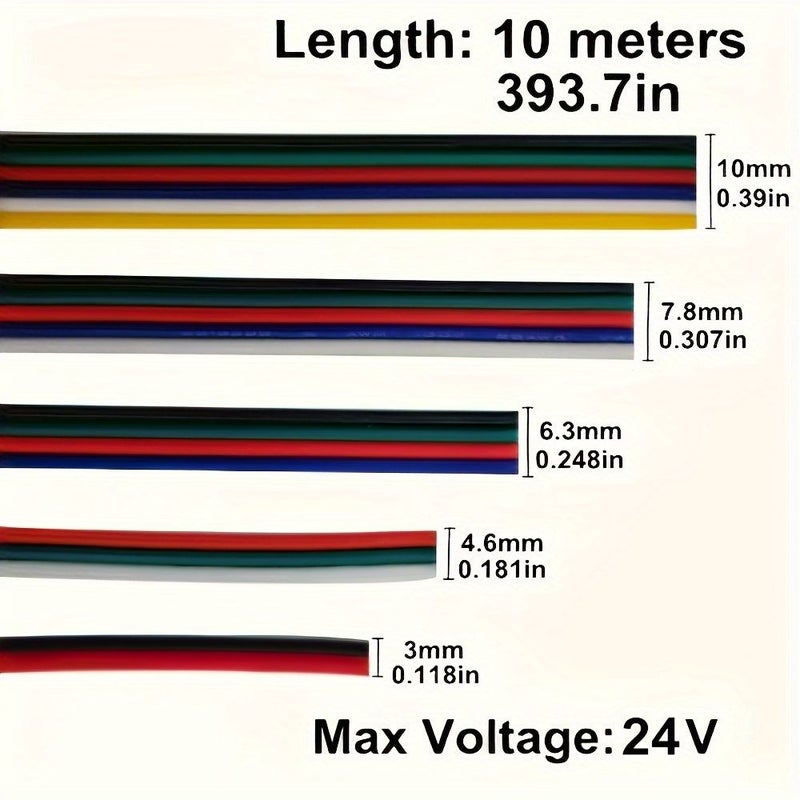 1pc 393.7 Inch 5pin Extension Wire Cable 24AWG LED Connector For WS2812 WS2811 RGB RGBW RGB CCT 5050 3528 LED Strip - Image 3